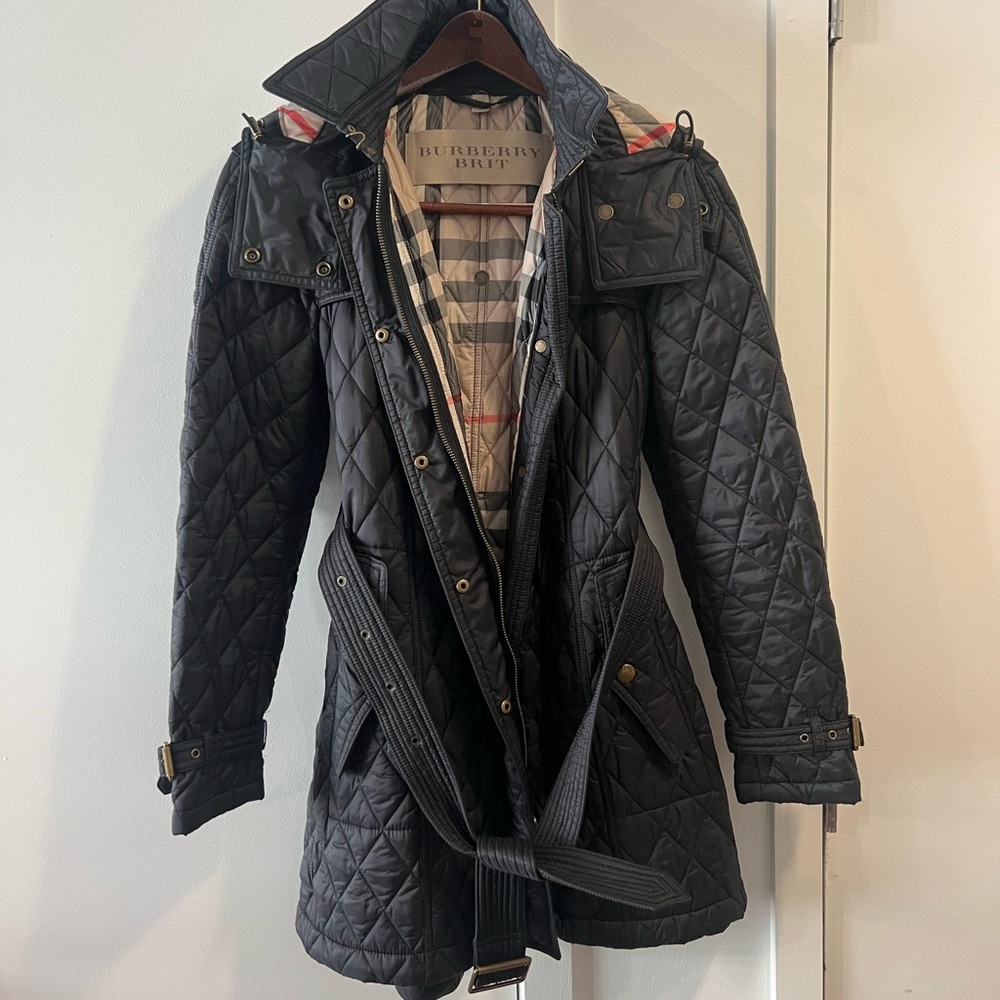 Burberry Brit Finsbridge Long Quilted Coat (hooded)